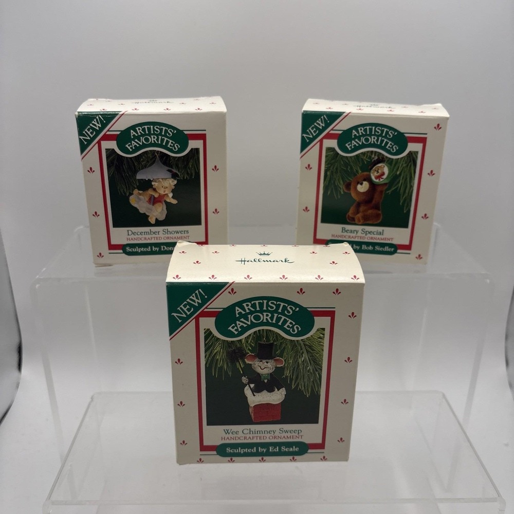Lot of 3~Hallmark Ornaments~Artist's Favorites~Berry Special/Wee Chimney/Dec Sho
